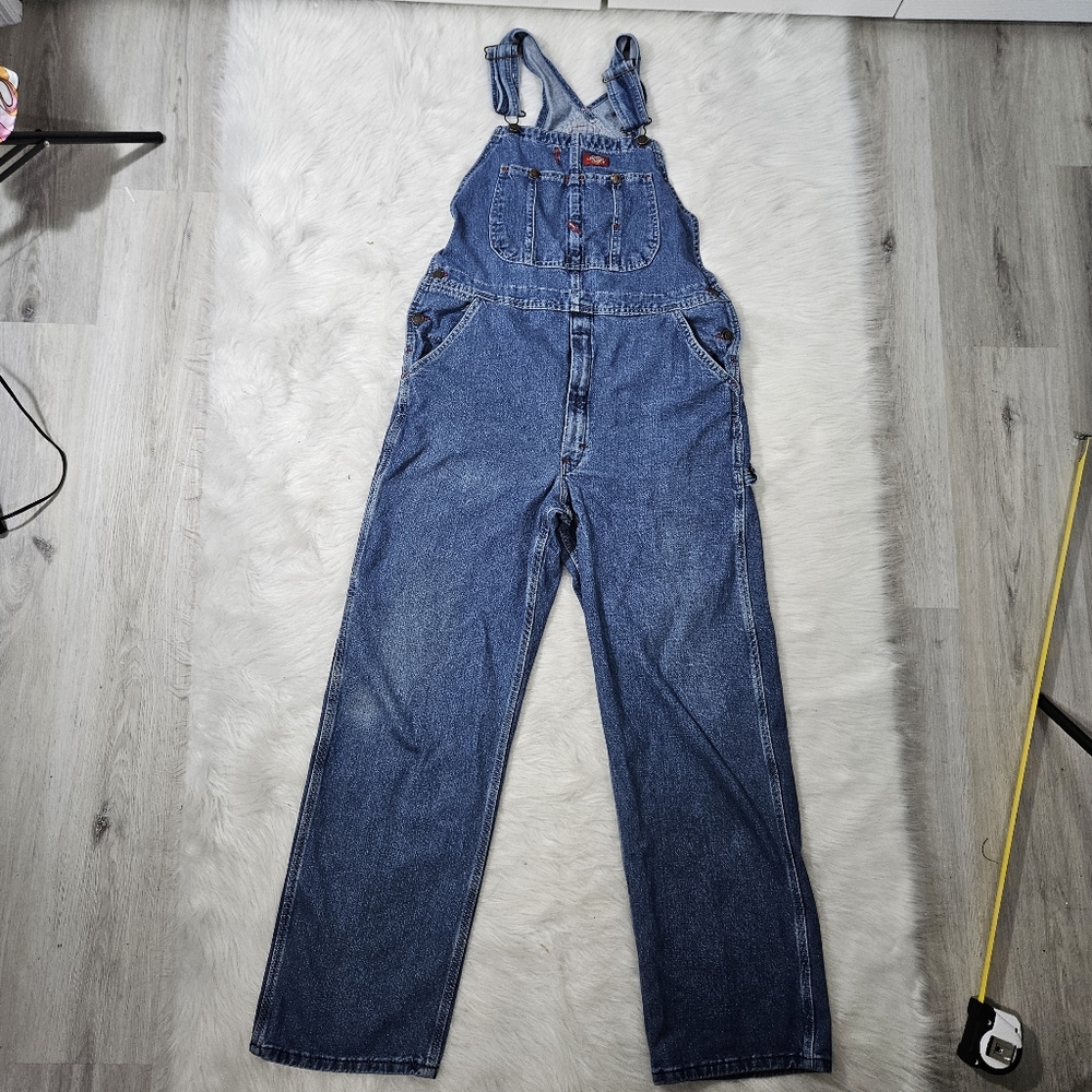 Y2K DICKIES Men's Blue Denim Overalls - Picture 2 of 9